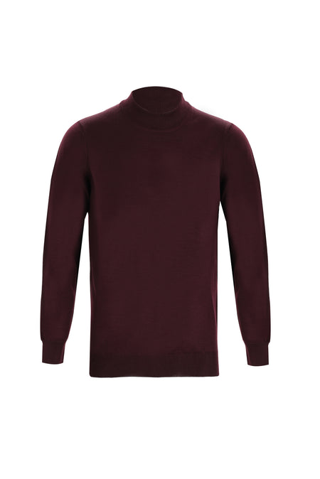 Açık Bordo Yarım Balıkçı Yaka Regular Fit Yünlü Triko Kazak