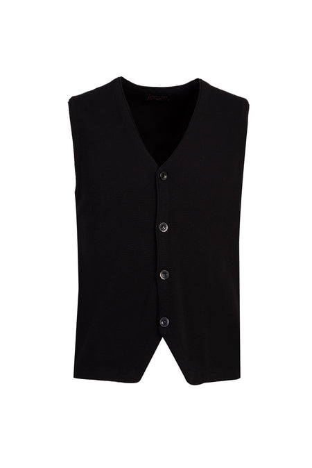 Siyah Slim Fit Dar Kesim Triko Yelek