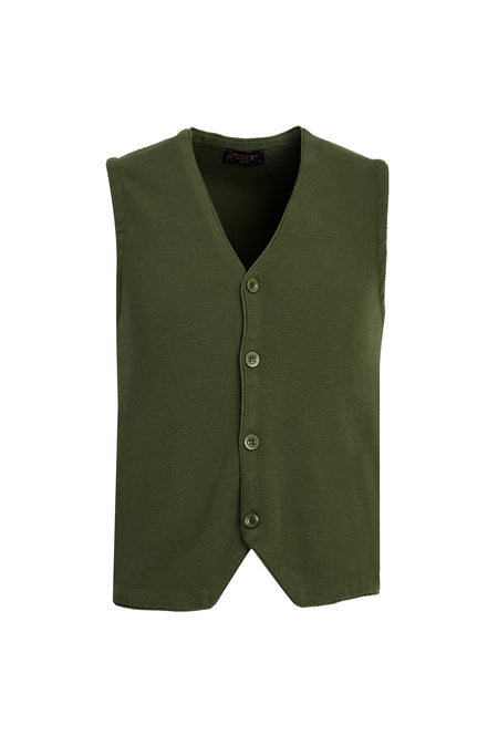 Yağ Yeşili-Olive Slim Fit Dar Kesim Triko Yelek