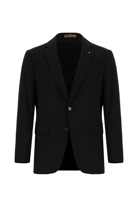 Siyah Slim Fit Dar Kesim İtalyan Kaşmir Ceket