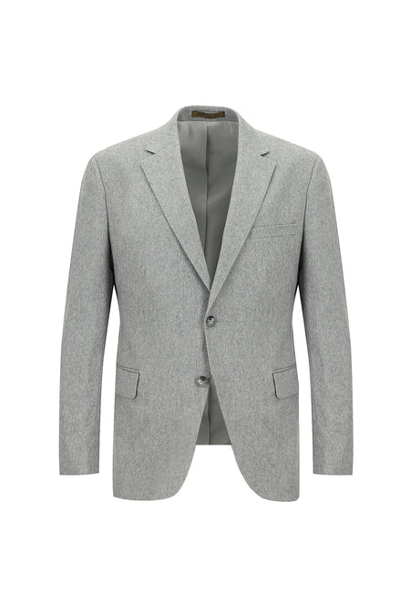 Açık Gri Slim Fit Dar Kesim İtalyan Kaşmir Ceket