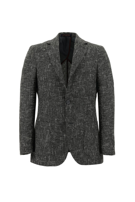 Titanyum Gri Relaxed Fit Rahat Kesim Desenli Yünlü Ceket