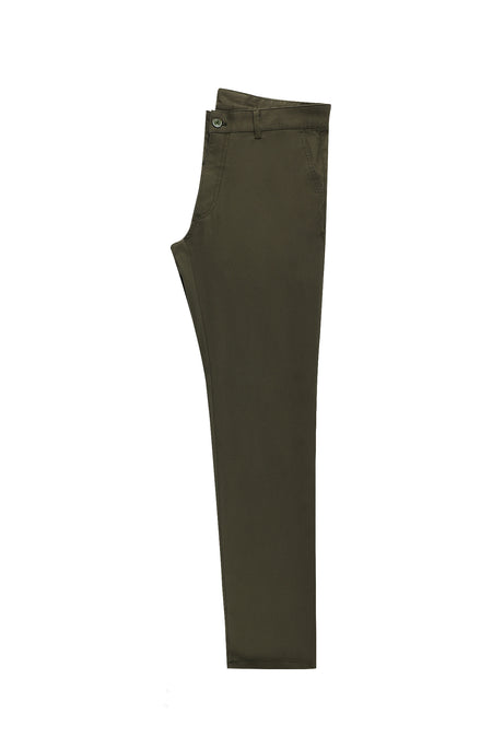 Orta Haki Regular Fit Likralı Kanvas / Chino Pantolon