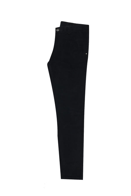 Siyah Regular Fit Likralı Kadife Pantolon