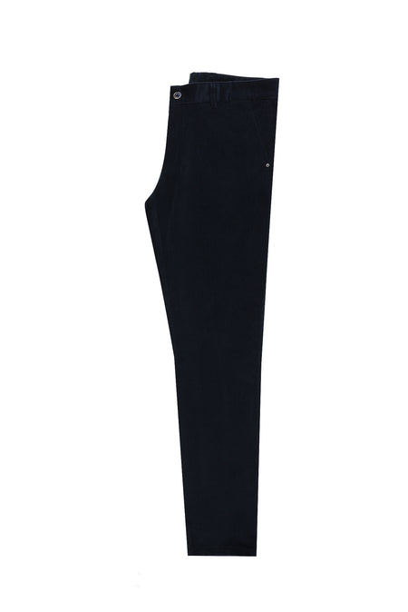 Orta Lacivert Regular Fit Likralı Kadife Pantolon