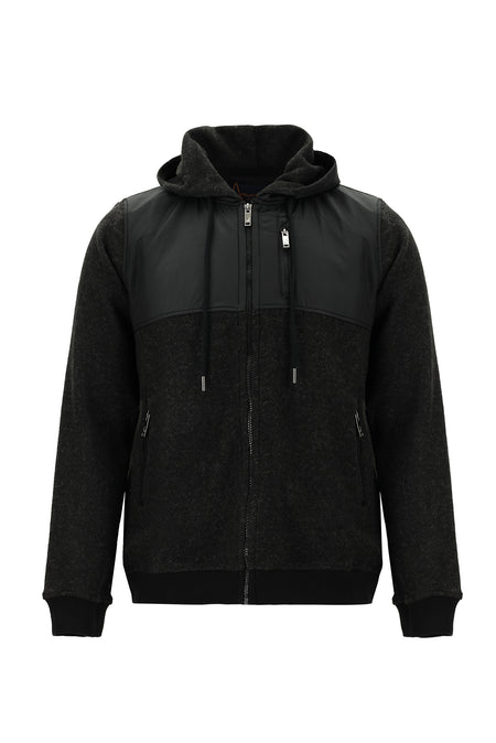 Marengo Kapüşonlu Regular Fit Fermuarlı Yünlü Sweatshirt