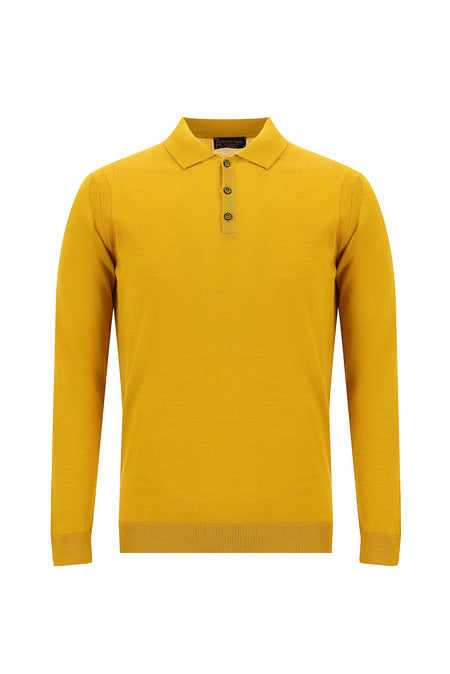 Hardal Polo Yaka Regular Fit Yünlü Triko Kazak