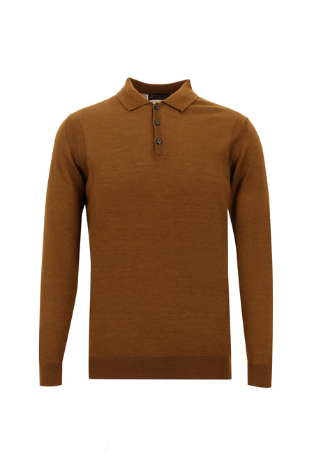 Tarçın Polo Yaka Regular Fit Yünlü Triko Kazak