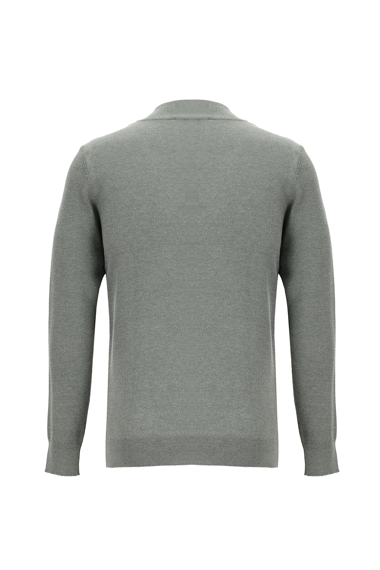 Orta Gri Melanj Yarım Balıkçı Yaka Regular Fit Fermuarlı Pamuklu Triko Kazak