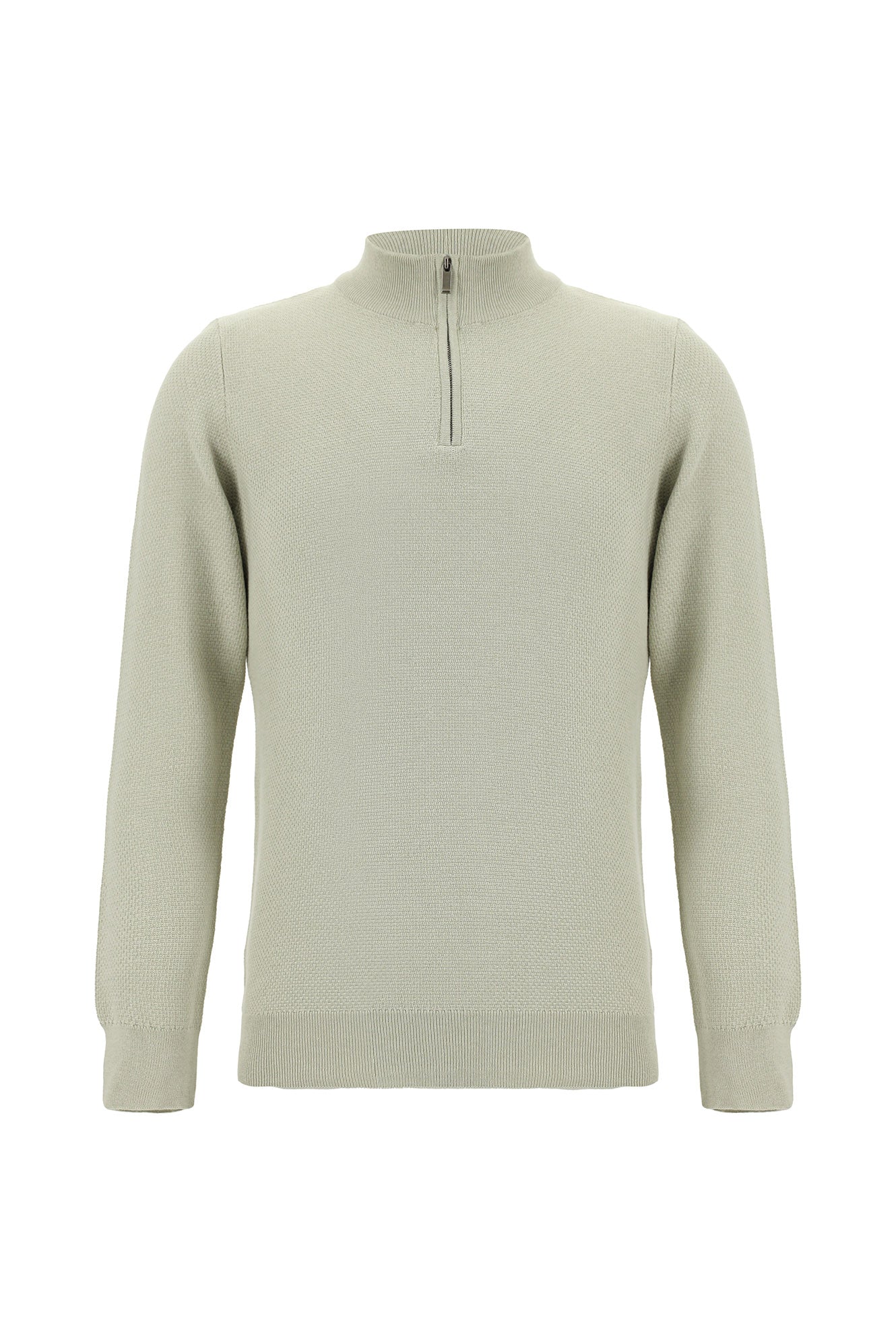 Taş Yarım Balıkçı Yaka Regular Fit Fermuarlı Pamuklu Triko Kazak