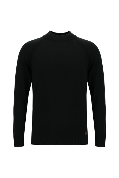 Siyah Yarım Balıkçı Yaka Slim Fit Dar Kesim Triko Kazak