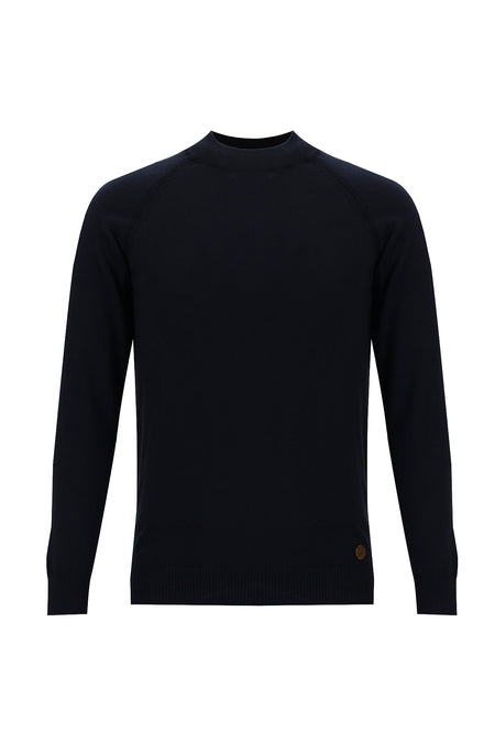 Koyu Lacivert Yarım Balıkçı Yaka Slim Fit Dar Kesim Triko Kazak