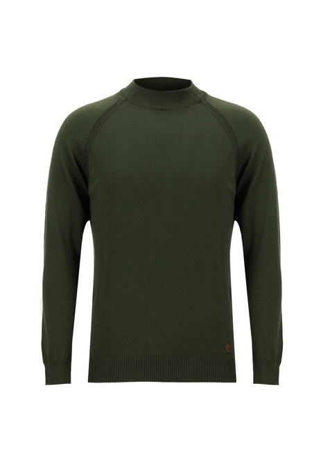 Orta Haki Yarım Balıkçı Yaka Slim Fit Dar Kesim Triko Kazak