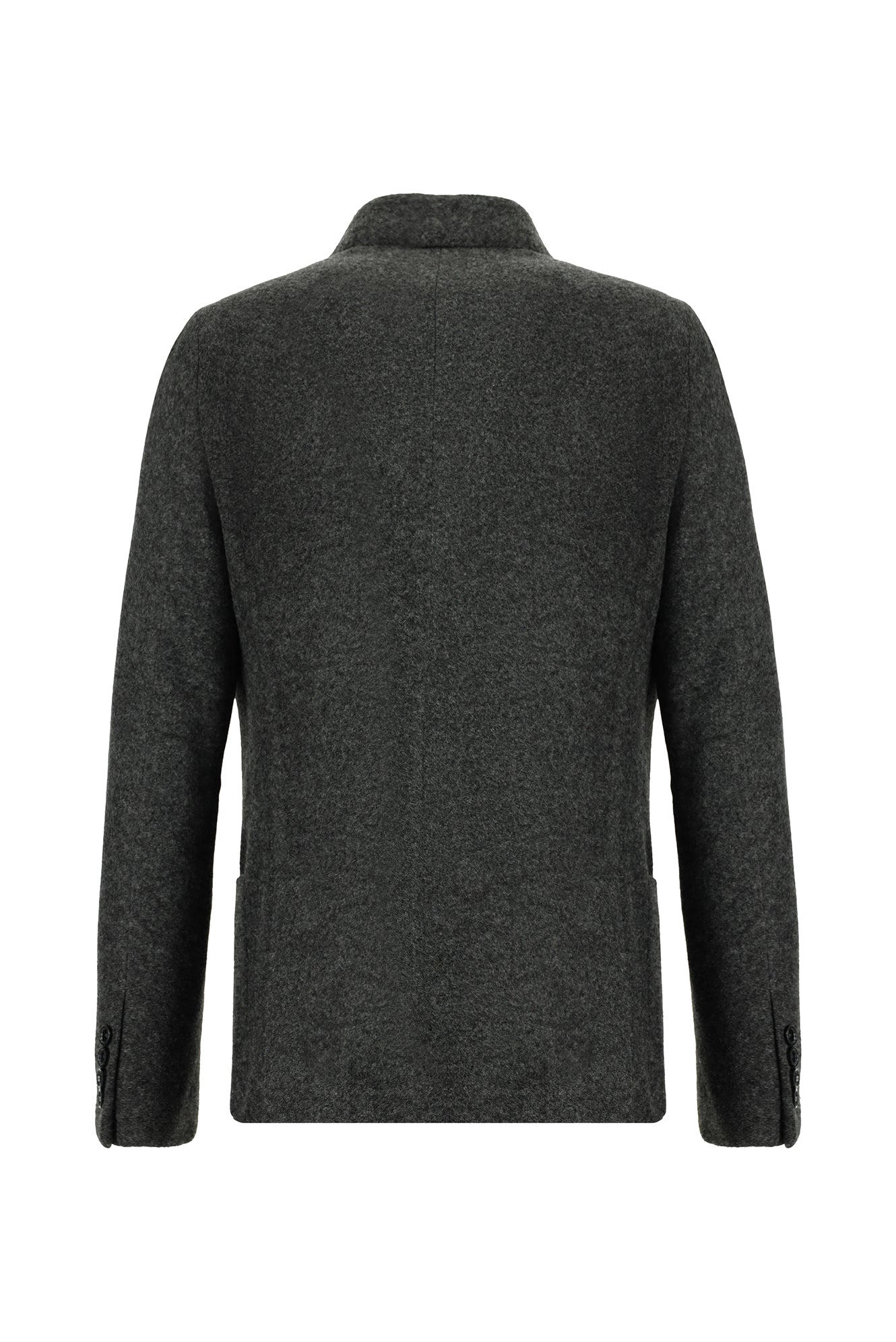 Orta Antrasit Slim Fit Dar Kesim İtalyan Yünlü Örme Ceket