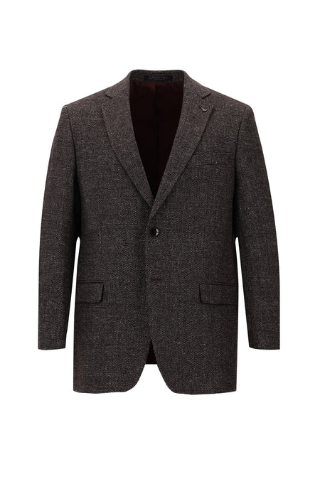 Koyu Bordo Relaxed Fit Rahat Kesim Kuşgözü Spor Keten Ceket