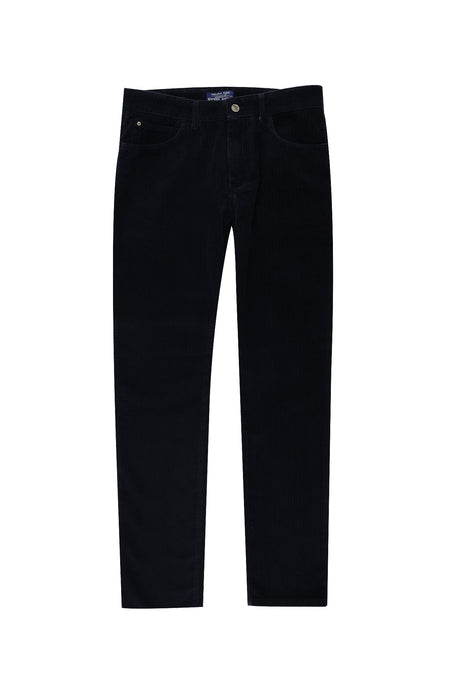 Orta Lacivert Slim Fit Dar Kesim Pamuk Kadife Pantolon