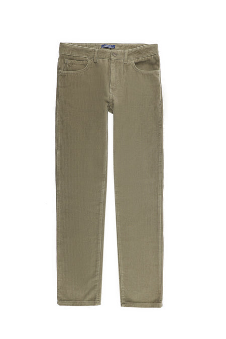Orta Bej Slim Fit Dar Kesim Pamuk Kadife Pantolon