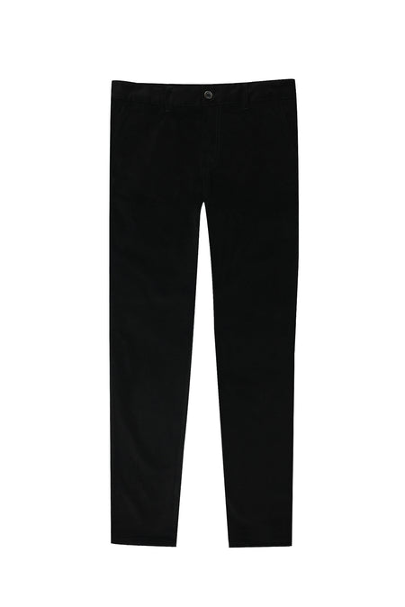 Siyah Regular Fit Likralı Kadife Pantolon