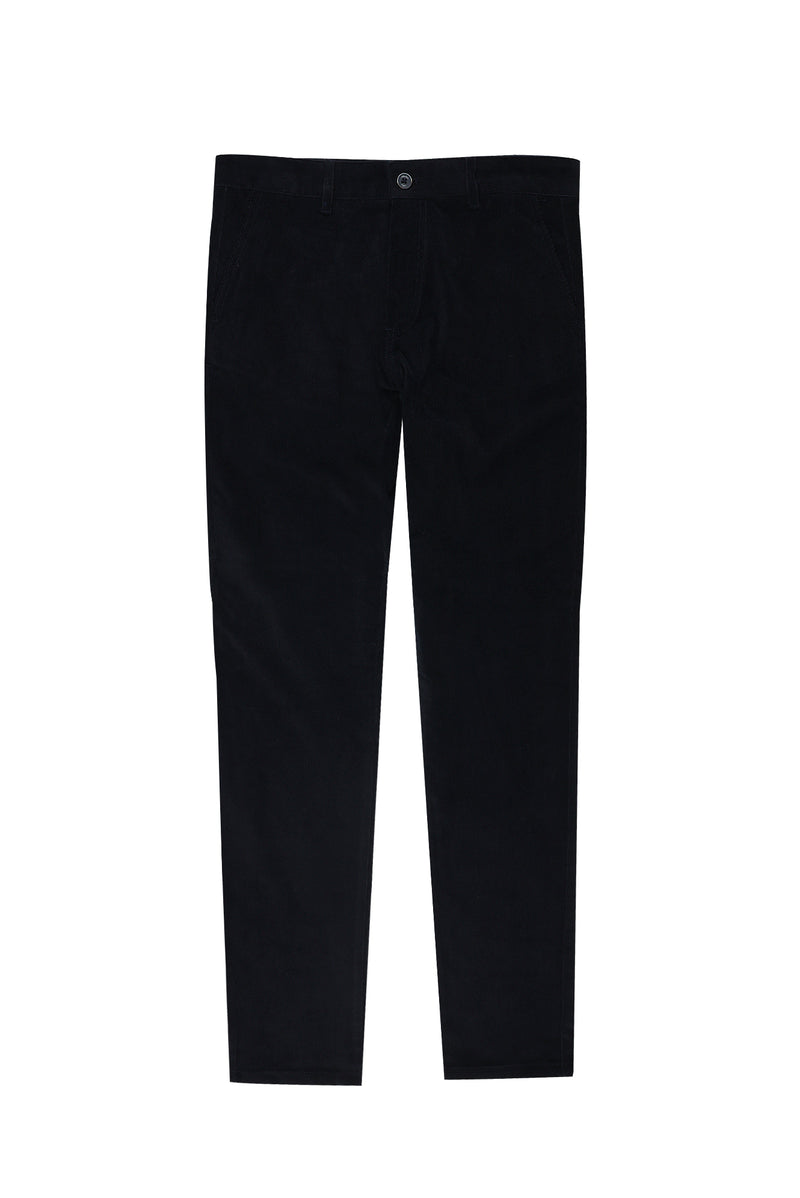 Koyu Lacivert Regular Fit Likralı Kadife Pantolon