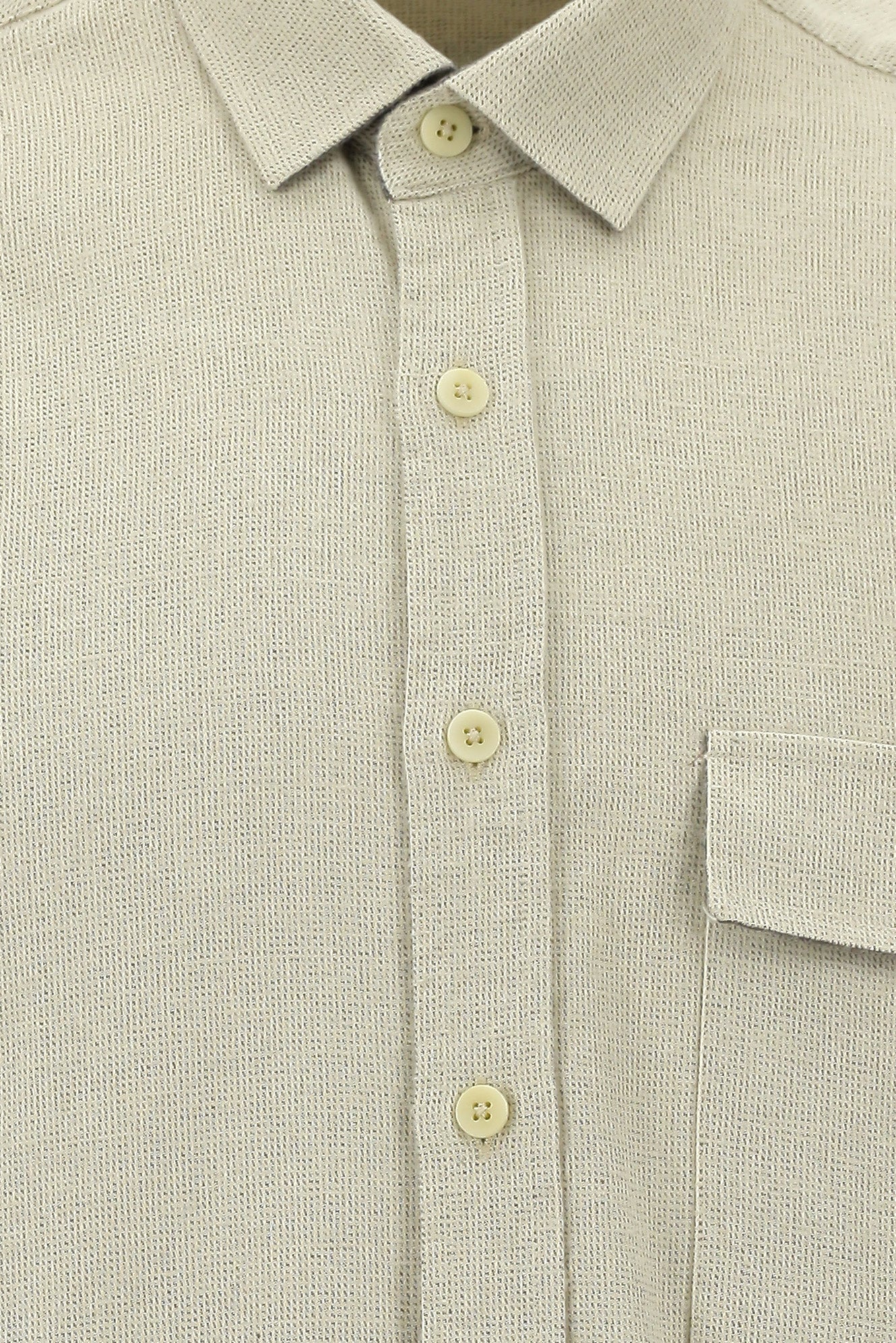 Açık Bej Uzun Kol Regular Fit Desenli Spor Pamuklu Gömlek