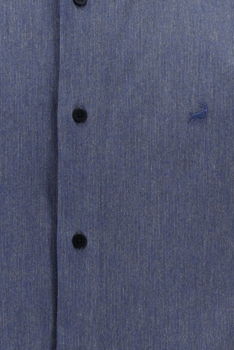 Mavi Uzun Kol Slim Fit Dar Kesim Oduncu Pamuklu Gömlek