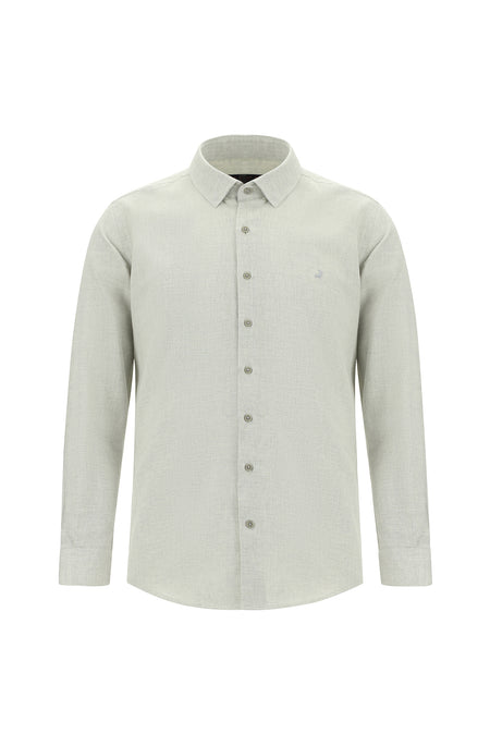Orta Gri Melanj Uzun Kol Slim Fit Dar Kesim Oduncu Pamuklu Kolay Ütülenebilir Gömlek