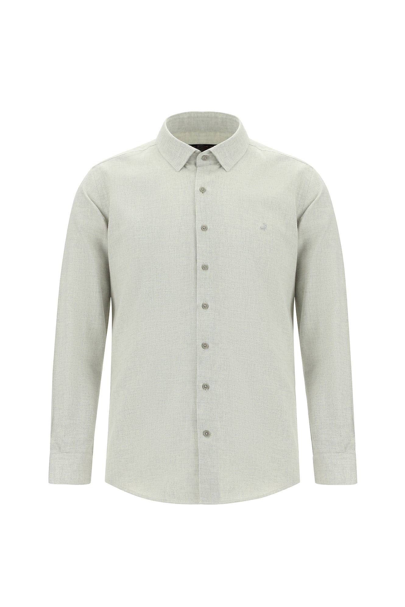 Orta Gri Melanj Uzun Kol Slim Fit Dar Kesim Oduncu Pamuklu Kolay Ütülenebilir Gömlek