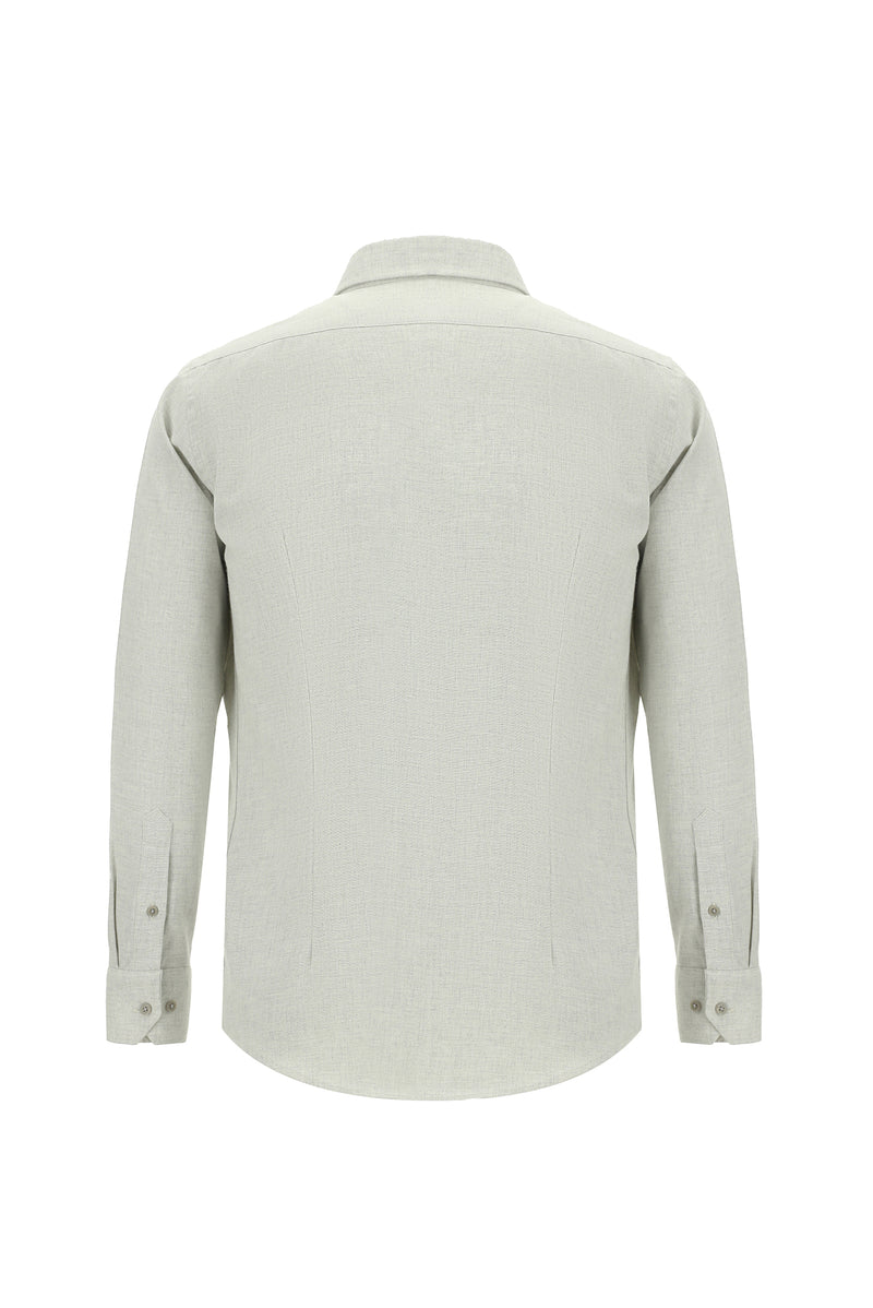 Orta Gri Melanj Uzun Kol Slim Fit Dar Kesim Oduncu Pamuklu Kolay Ütülenebilir Gömlek