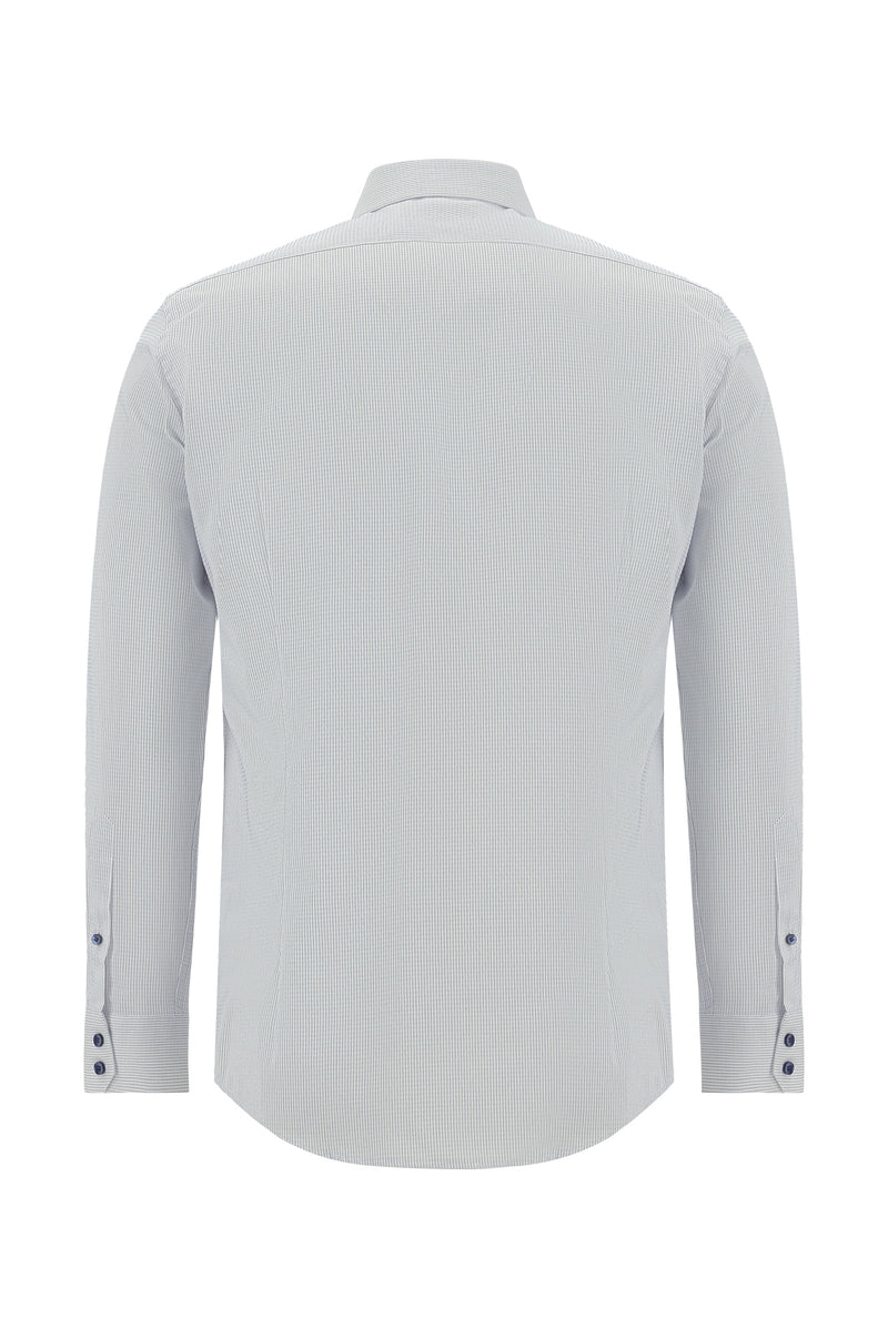 Beyaz Uzun Kol Slim Fit Dar Kesim Non Iron Klasik Desenli Pamuk Gömlek