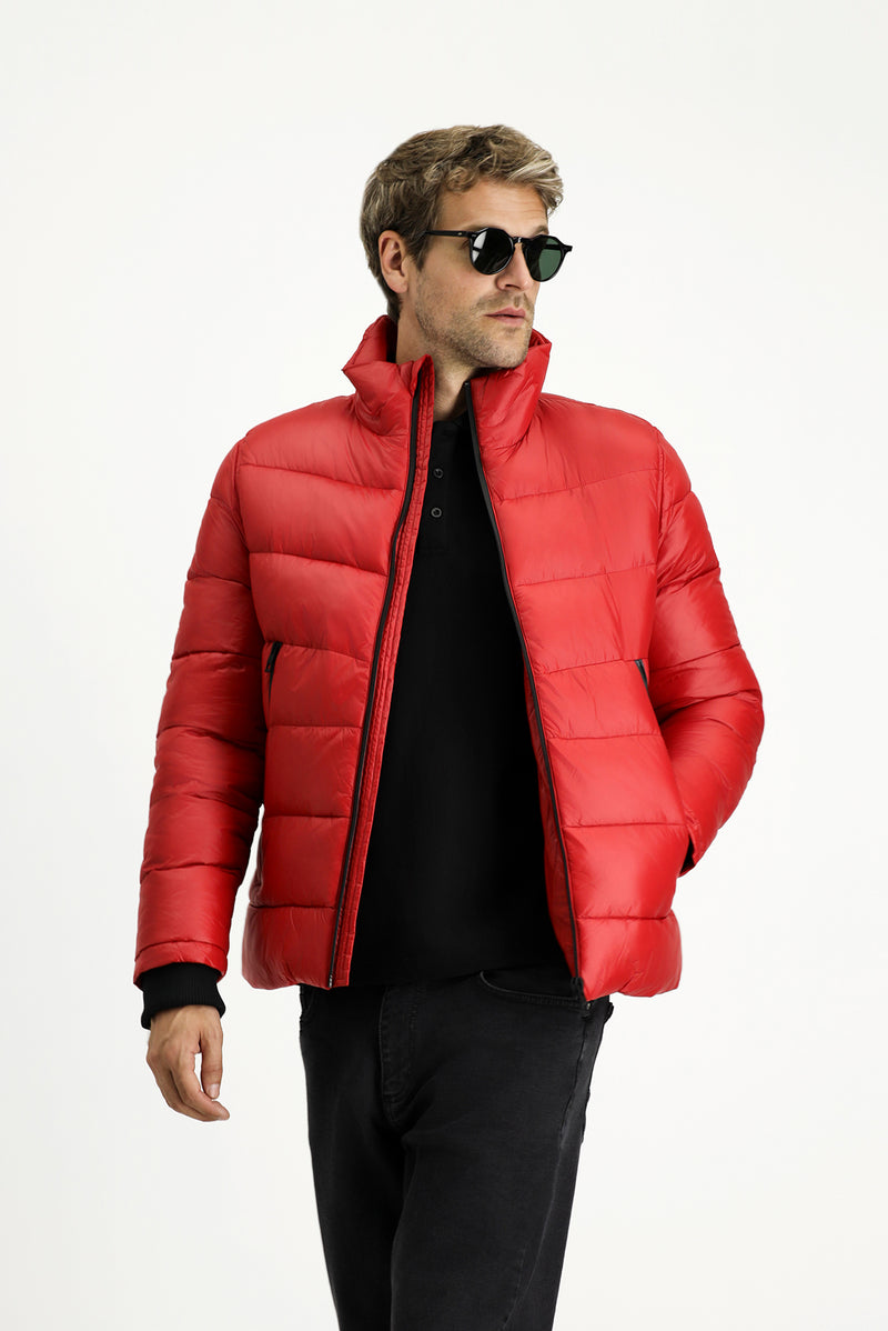 Koyu Kırmızı Spor Şişme Mont