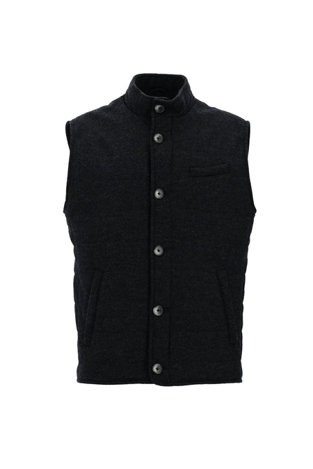 Orta Füme Slim Fit Dar Kesim Yünlü Kapitone Spor Yelek