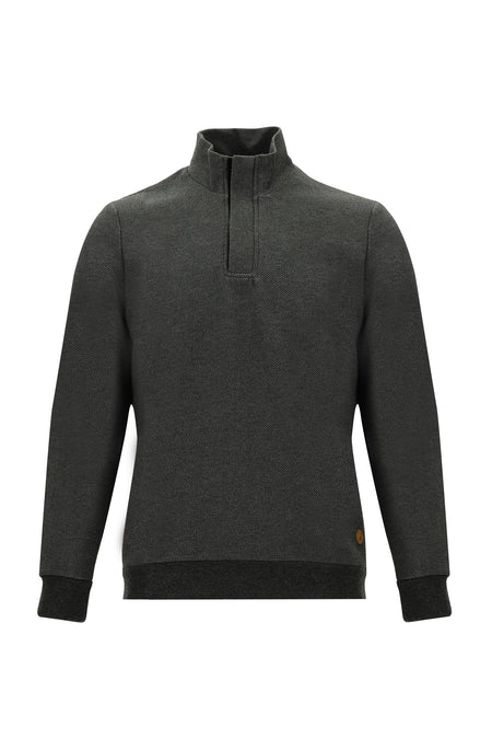 Orta Antrasit Yarım Balıkçı Yaka Fermuarlı Sweatshirt