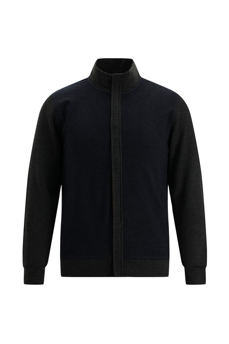 Siyah Lacivert Fermuarlı Sweatshirt