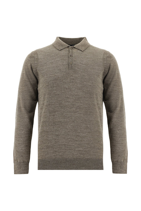 Orta Vizon Polo Yaka Regular Fit Yünlü Triko Kazak
