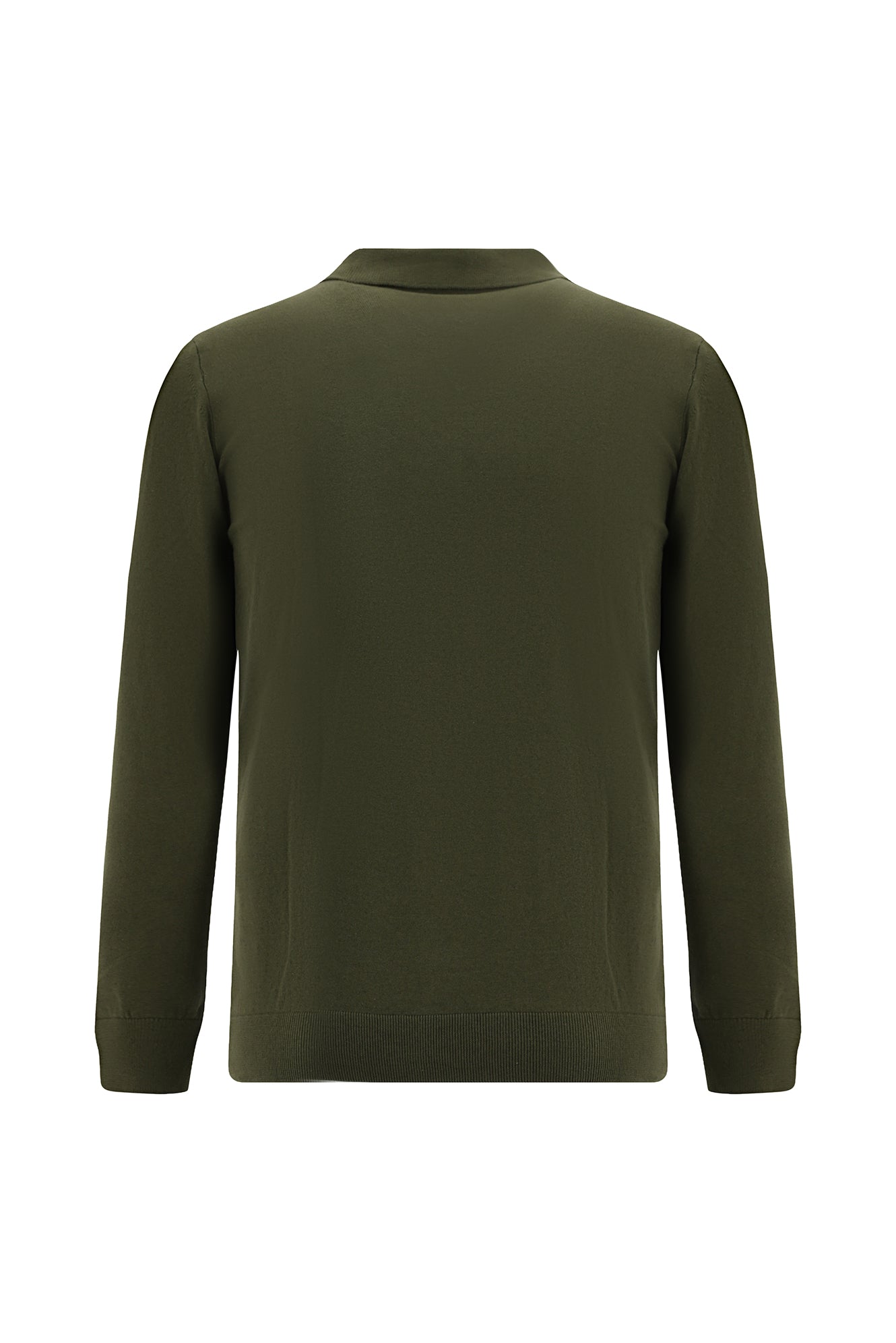 Orta Haki Polo Yaka Regular Fit Kaşmirli Triko Kazak