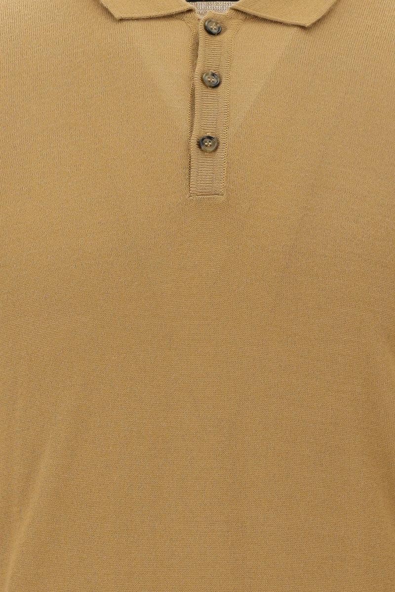 Camel Polo Yaka Regular Fit Yünlü Triko Kazak