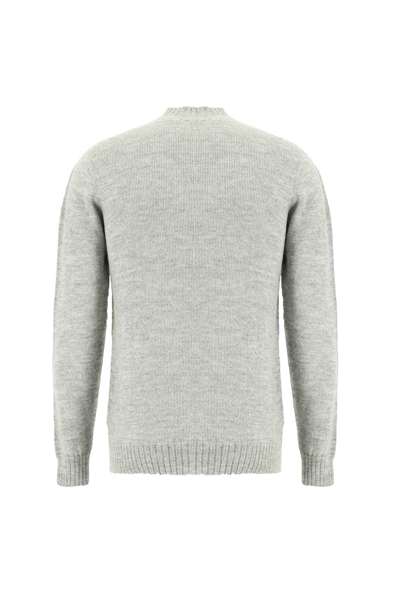 Açık Gri Yarım Balıkçı Yaka Slim Fit Dar Kesim Dikişsiz Yünlü Triko Kazak