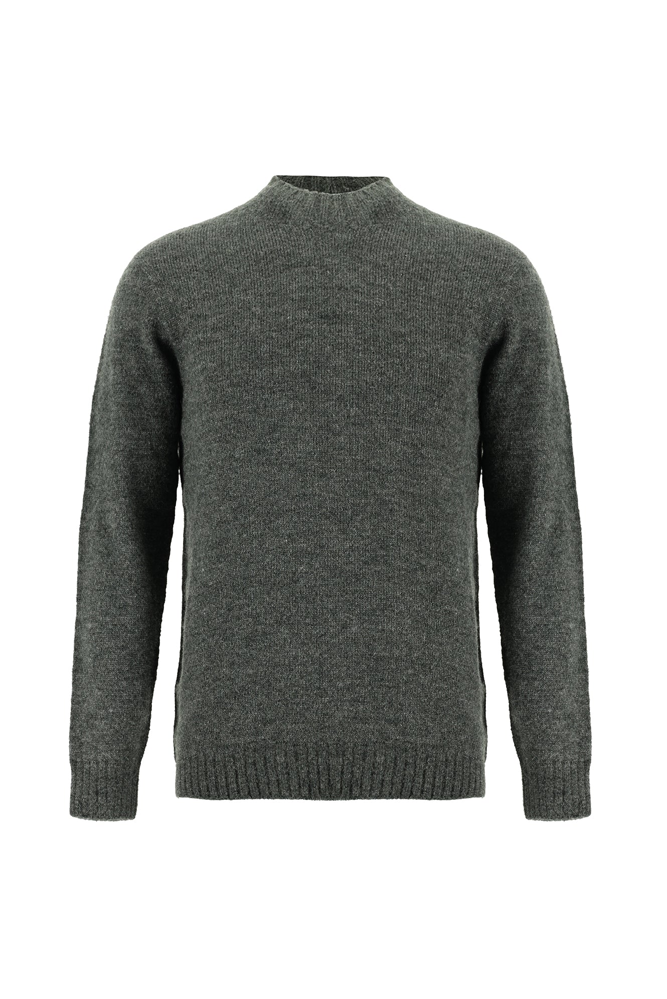 Koyu Füme Yarım Balıkçı Yaka Slim Fit Dar Kesim Dikişsiz Yünlü Triko Kazak