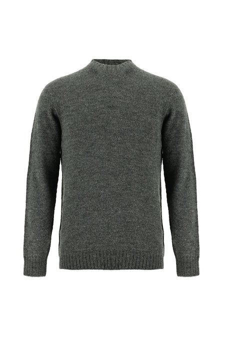 Koyu Füme Yarım Balıkçı Yaka Slim Fit Dar Kesim Dikişsiz Yünlü Triko Kazak