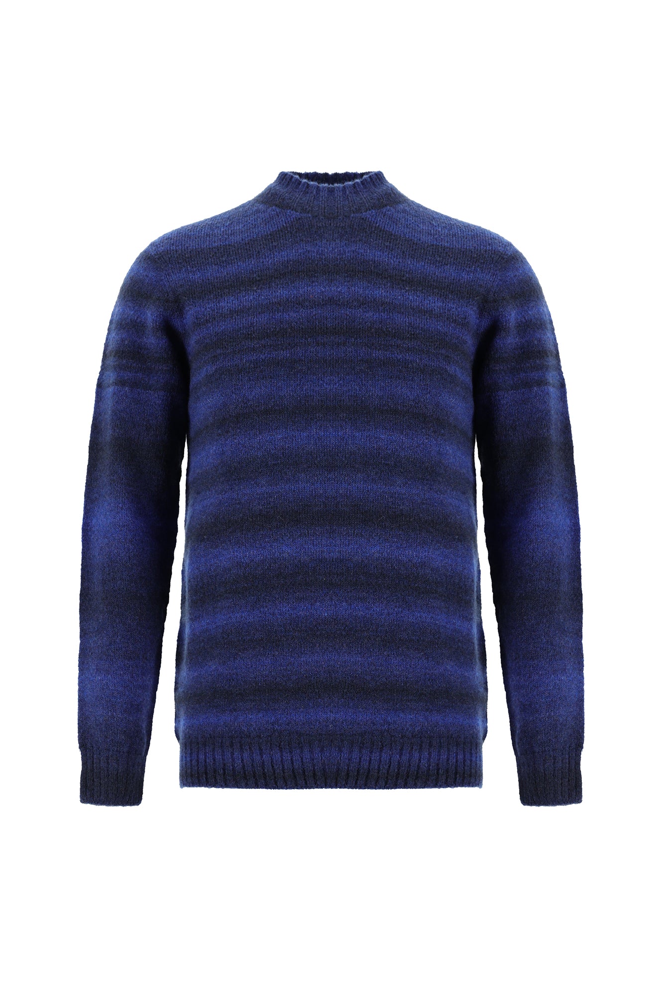 Koyu Mavi  Yarım Balıkçı Yaka Slim Fit Dar Kesim Dikişsiz Yünlü Triko Kazak