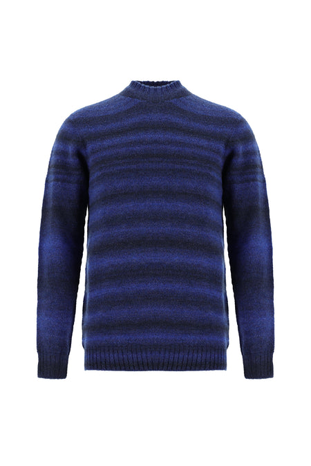 Koyu Mavi  Yarım Balıkçı Yaka Slim Fit Dar Kesim Dikişsiz Yünlü Triko Kazak