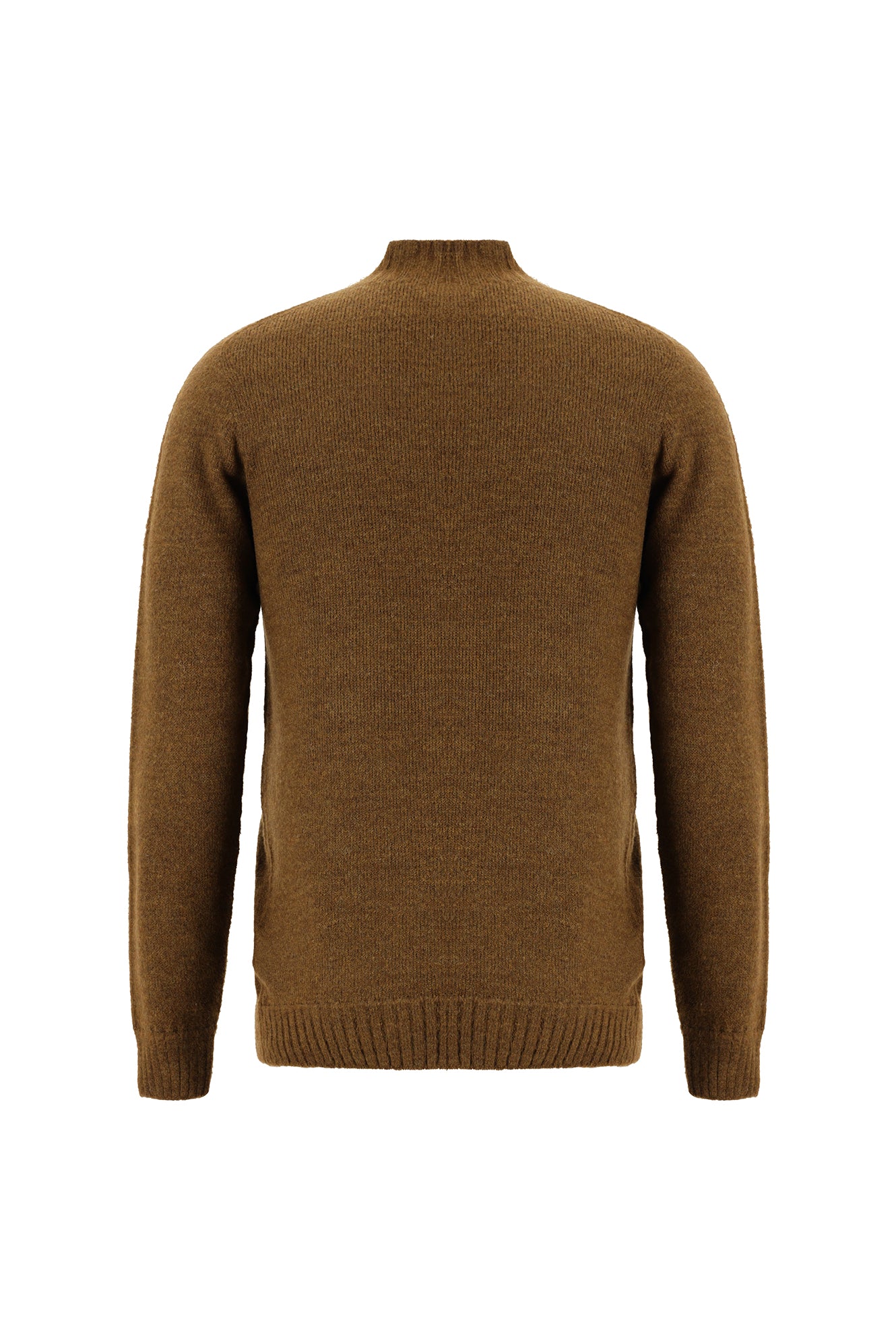 Orta Kahve Yarım Balıkçı Yaka Slim Fit Dar Kesim Dikişsiz Yünlü Triko Kazak