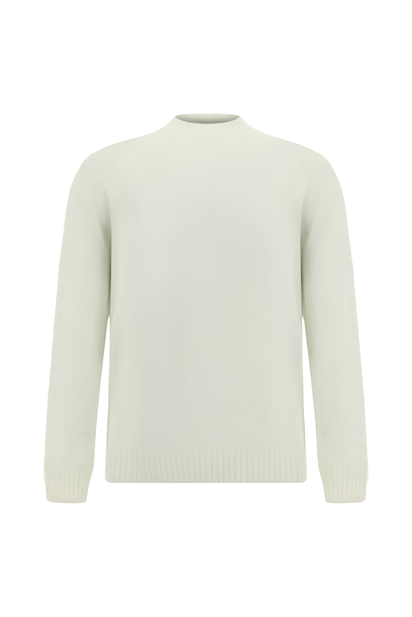 Ekru Yarım Balıkçı Yaka Slim Fit Dar Kesim Dikişsiz Yünlü Triko Kazak