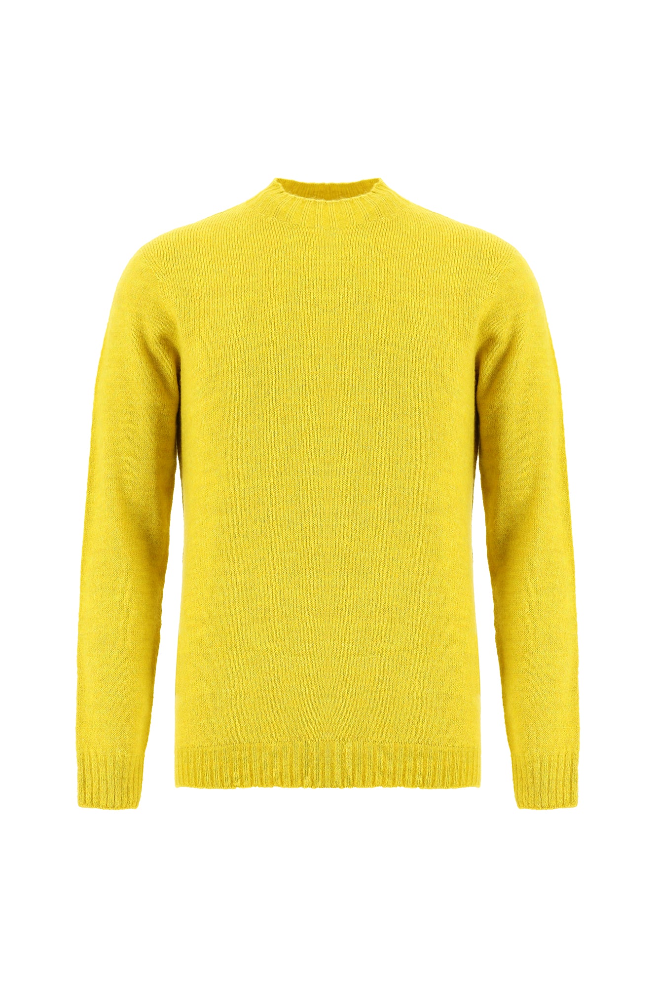 Hardal Yarım Balıkçı Yaka Slim Fit Dar Kesim Dikişsiz Yünlü Triko Kazak