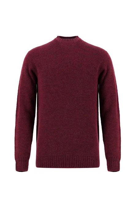 Koyu Bordo Yarım Balıkçı Yaka Slim Fit Dar Kesim Dikişsiz Yünlü Triko Kazak