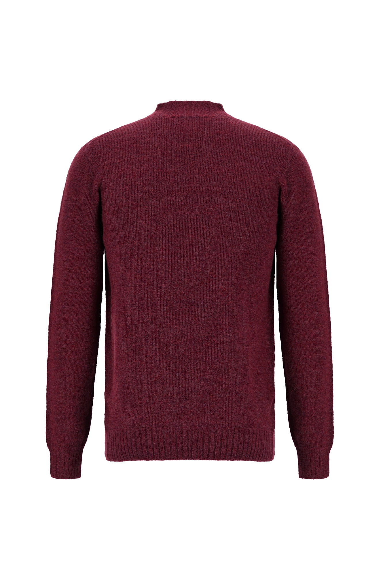 Koyu Bordo Yarım Balıkçı Yaka Slim Fit Dar Kesim Dikişsiz Yünlü Triko Kazak