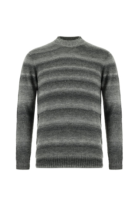 Koyu Antrasit Yarım Balıkçı Yaka Slim Fit Dar Kesim Dikişsiz Yünlü Triko Kazak