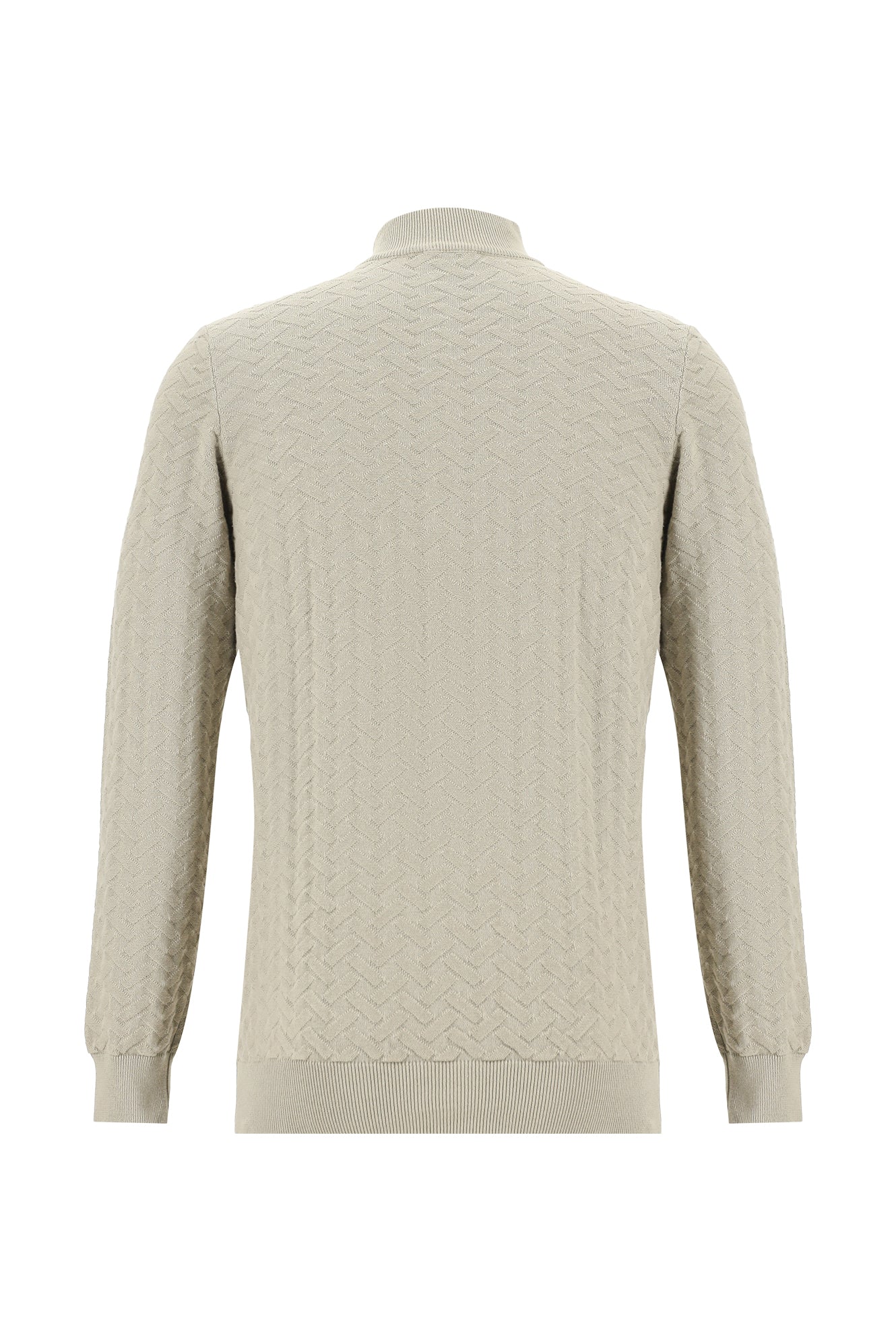 Orta Vizon Yarım Balıkçı Yaka Regular Fit Desenli Fermuarlı Kaşmirli Triko Kazak