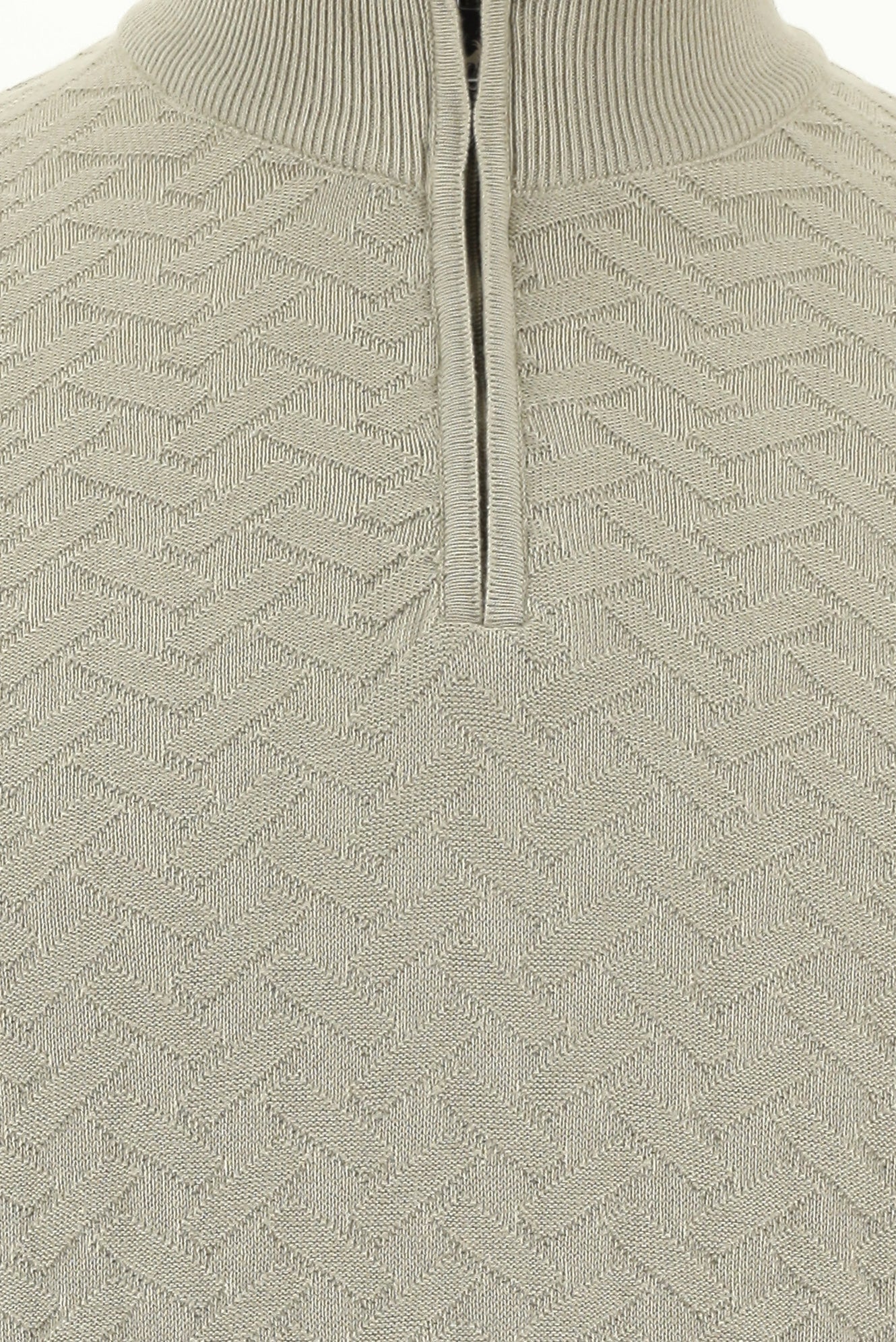 Orta Vizon Yarım Balıkçı Yaka Regular Fit Desenli Fermuarlı Kaşmirli Triko Kazak