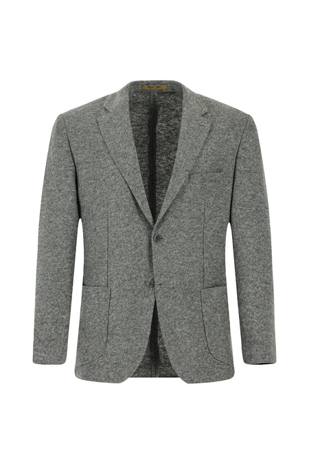 Orta Füme Super Slim Fit Ekstra Dar Kesim Spor Yünlü İtalyan Ceket